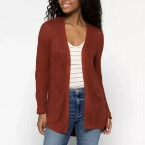 New Pinque Stitch Fix Cardigan Womens S Burnt Orange Jamelya Knit Side Slit